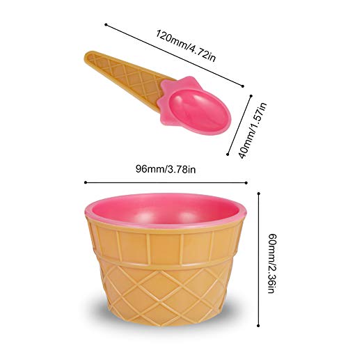 Auxsoul 4 Piezas de Tazones de Helado Tazas de Helado de Plástico con Cucharas Tazones de Helado Copas de Helado de Colores