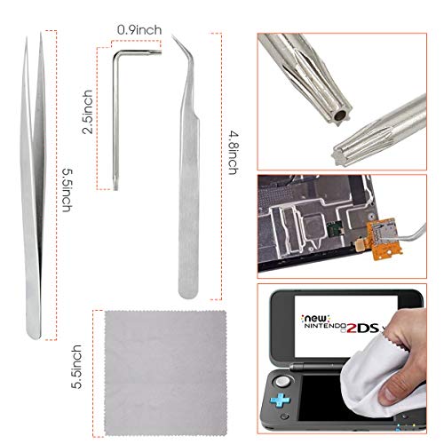 AuyKoo Triwing Screwdriver para Nintendo Switch, Juego de herramientas de reparación Nintendo 18 en 1 Juego de brocas y pinzas para Nintendo Switch / 3DS / Wii / NES / SNES