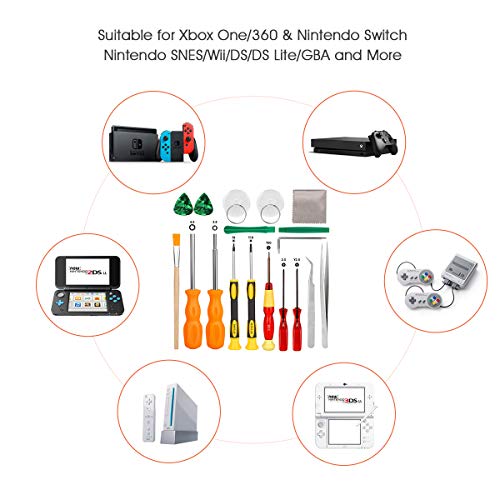 AuyKoo Triwing Screwdriver para Nintendo Switch, Juego de herramientas de reparación Nintendo 18 en 1 Juego de brocas y pinzas para Nintendo Switch / 3DS / Wii / NES / SNES