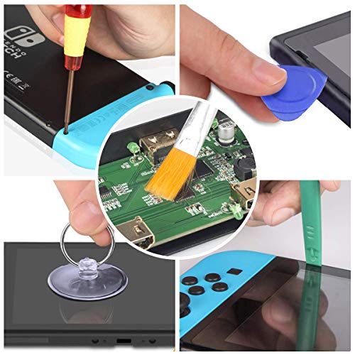 AuyKoo Triwing Screwdriver para Nintendo Switch, Juego de herramientas de reparación Nintendo 18 en 1 Juego de brocas y pinzas para Nintendo Switch / 3DS / Wii / NES / SNES