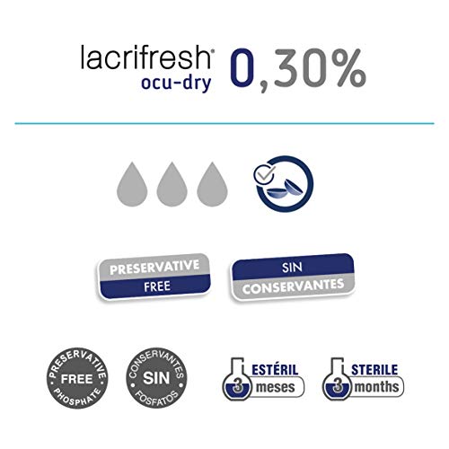 Avizor Lacrifresh Ocu-Dry 0.30%. Monodosis gotas oculares. 20 ampollas 0,4 ml de gotas oculares para aliviar los síntomas de la irritación ocular.