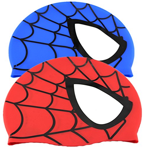 Avril Tian - Gorro de natación de silicona impermeable unisex, diseño de araña, modelo para deportes acuáticos y pelo largo