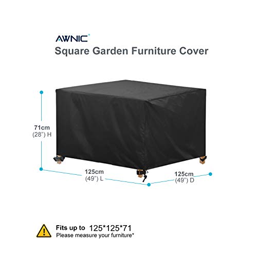 Awnic Funda Mesa Cuadrada Jardín Funda Muebles Patio Terraza Impermeable Tela Oxford Resistente al Desgarro 125X125X71cm