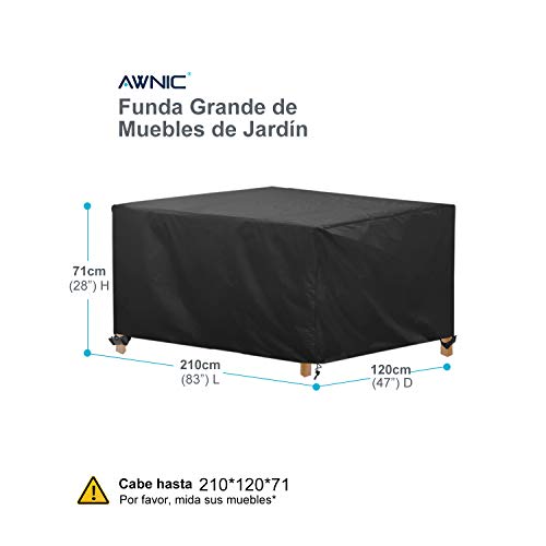 AWNIC Funda Mesa Jardín Funda Muebles Patio Terraza Impermeable Tela Oxford Resistente al Desgarro 210X120X71cm