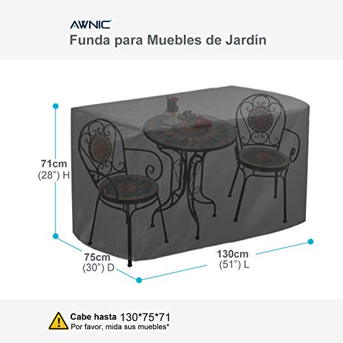 AWNIC Funda Muebles de Jardín Funda Bistrot Mesa Sillas Café Exterior Impermeable Resistente 130X75X71cm