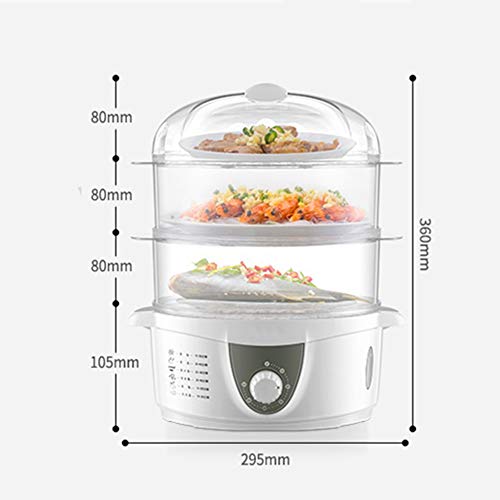 AWYGHJ Vaporizador de Alimentos para Verduras, cestas apilables de 3 Niveles, Capacidad de 4 Cuartos, 650 W, Tiempo de Calentamiento rápido, Apagado automático, para Verduras, mariscos, Pollo, Huevo