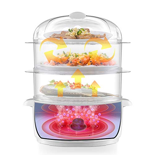 AWYGHJ Vaporizador de Alimentos para Verduras, cestas apilables de 3 Niveles, Capacidad de 4 Cuartos, 650 W, Tiempo de Calentamiento rápido, Apagado automático, para Verduras, mariscos, Pollo, Huevo