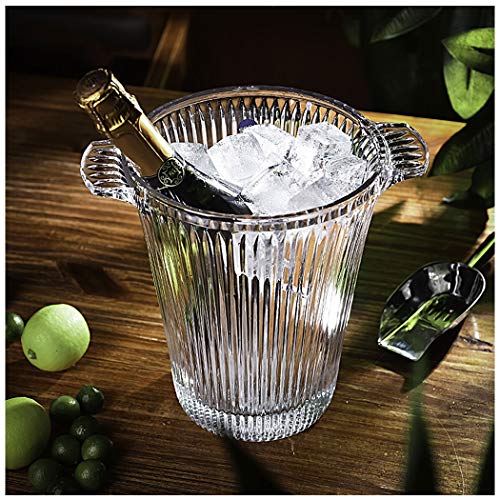 AXIANQI Cubeta De Hielo De Cristal 5L De Vidrio Grande Cubo De Hielo Grabado Cubo De Hielo Tallado Cubo De Champán Cubo De Champán Cubo De Hielo De Cristal Gran Capacidad Muy Bien Formado a