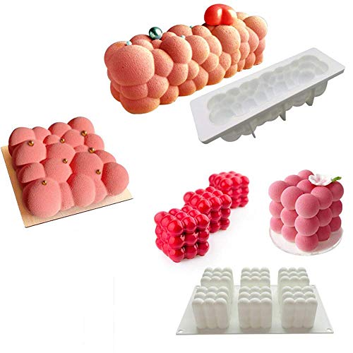 AYHa El moho 2pcs 3D burbujas Cielo Nube de silicona torta de color blanco, molde de la hornada, Mousse de gasa de pastelería pasteles, pan, galletas, dulces, helado, jalea