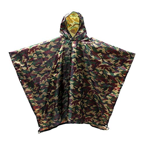 Azeekoom Poncho de Lluvia Impermeable,3 en 1 Multifuncional Chubasquero Transpirable Ultrafino/Toldo Manta/Estera de Camping para Aire Libre Picnic Trekking Camping Senderismo(Camuflaje)