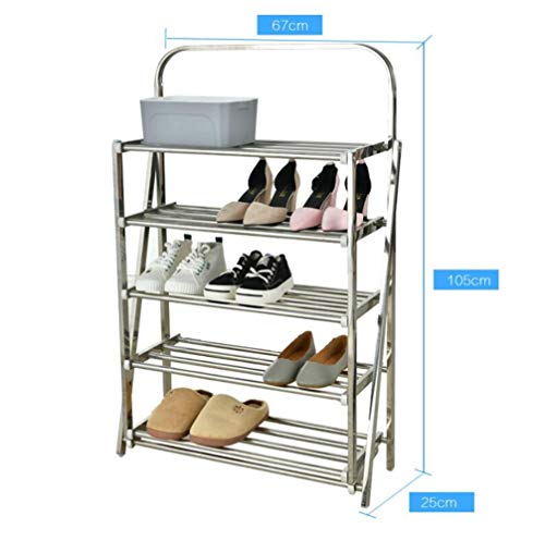 B-fengliu Torre de zapatos de acero inoxidable de 5 niveles de rack de zapatos Unidad de almacenamiento de zapatos de 20 pares Organizador Gabinete de estante de entrada con 5 niveles Estantes de meta