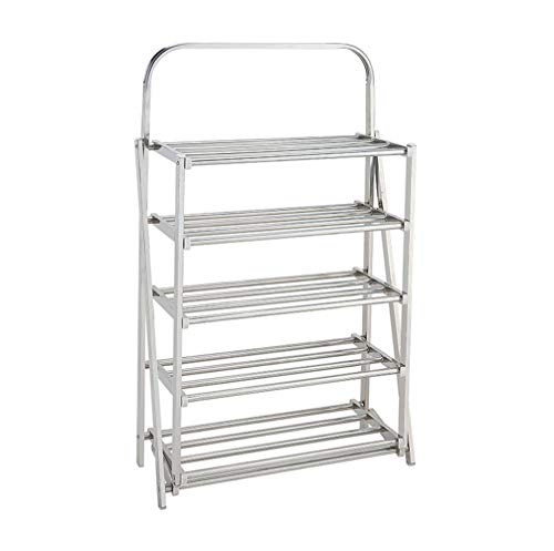 B-fengliu Torre de zapatos de acero inoxidable de 5 niveles de rack de zapatos Unidad de almacenamiento de zapatos de 20 pares Organizador Gabinete de estante de entrada con 5 niveles Estantes de meta