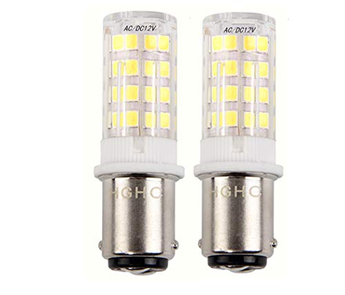 Ba15d LED Lámpara 5W AC/DC 12V, Equivalente de bombilla halógena de 35W 500lm, SBC Bayoneta Bombilla de Contacto Doble, Blanco Fresco 6000K para la Iluminación Interior de RV Camper Boat (2-Pack)