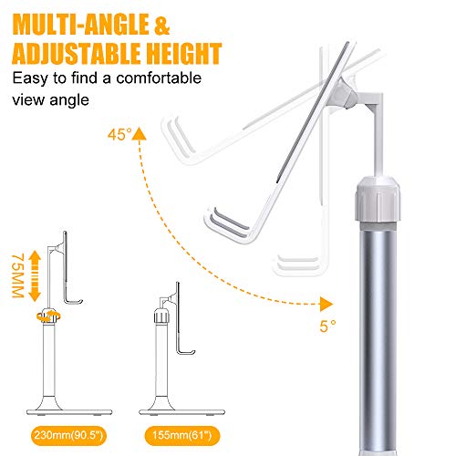 Babacom Soporte Tablet, Portátil Soporte Movil Mesa, Ajustable Soporte iPad para Teletrabajo o Transmisión en Vivo, Compatible con iPad Pro 9.7, iPhone, Samsung, Kindle y Otros 4-10” Dispositivos