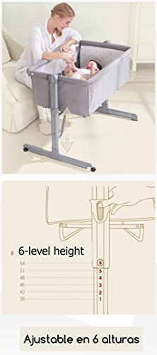 Babify Ibaby 2020 - Minicuna Colecho Regulable, Multialturas, Reclinable, Colchón Incluido, color Gris