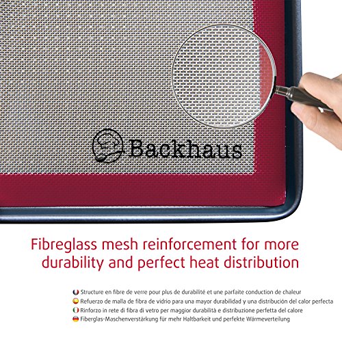 Backhaus FlexBake Tapete De Silicón Antiadherente para Reposteria con Espátula, Lámina de Horno 100% Libres de BPA, Ecológico y Reutilizable | 5 años de Garantia | 30x40cm | Rojo