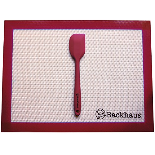 Backhaus FlexBake Tapete De Silicón Antiadherente para Reposteria con Espátula, Lámina de Horno 100% Libres de BPA, Ecológico y Reutilizable | 5 años de Garantia | 30x40cm | Rojo