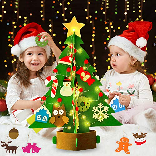 Bageek árbol de navidad de fieltro diy,3D Árbol de Navidad Artificial de Fieltro DIY Fieltro Árbol de Navidad para Niños DIY del árbol de Navidad Decoración