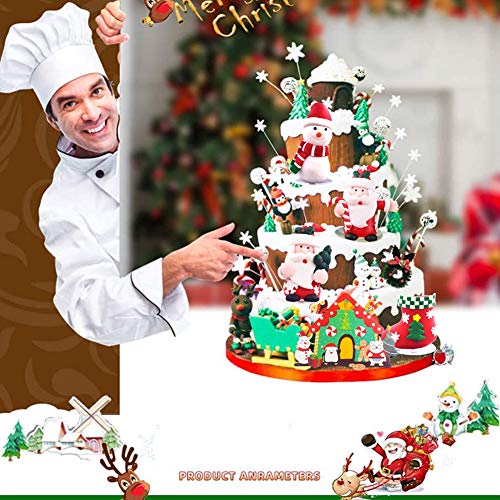 BAIBEI 8Pcs Navidad Cupcake Toppers, Torta Toppers para Fiesta de Navideños Cumpleaños Decoraciones, Para Decoración de Fiesta en El Hogar y Fiesta de Navidad