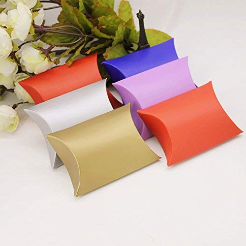 Baifeng 100pcs Almohada Estilo Boda Regalos Candy Papel Cajas Regalo Fiesta Caja Azúcar Cajas - Azul Oscuro