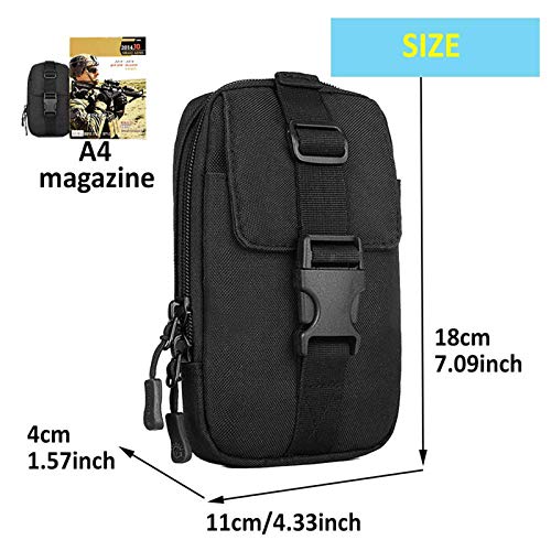 BAIGIO Bolsa Tactica Grande Funda Móvil MOLLE Táctico Riñonera Smartphone Funda Multifunción para Teléfono hasta 6" para Correr Senderismo Camping Caza (Negro)