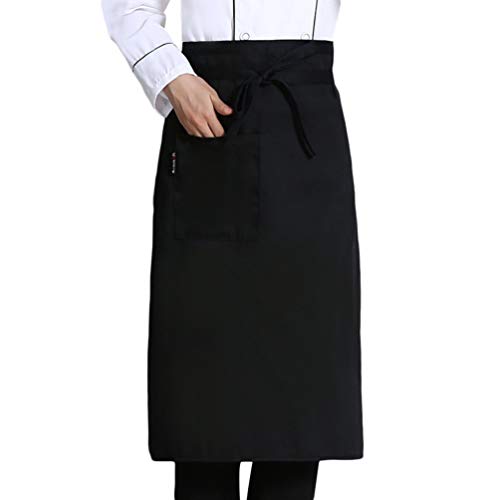 Baijiaye Cintura Delantal de Camarero Cocinar Bistro Delantales Corto para Hombres Mujeres Delantal Media Chef Panadero Servers Negro