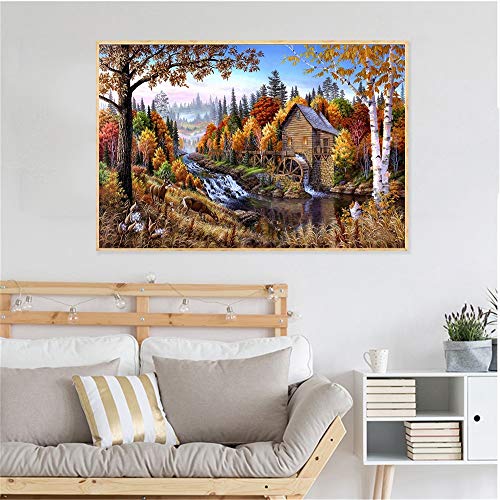 BailongXiao Otoño Bosque árbol Carretera Parque Abstracto Pintura al óleo Arte Dormitorio baño Sala decoración Pintura,Pintura sin Marco,50X70cm