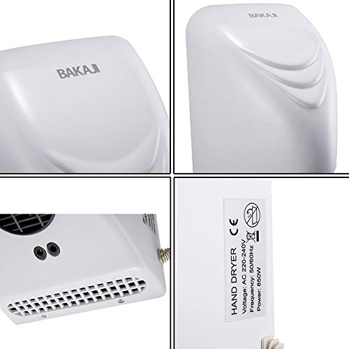 Bakaji 2831930 - Toallero automático eléctrico de aire caliente de pared, baño con sensor fotocélula, 850 W