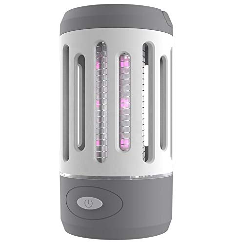 Bakaji - Mosquitera eléctrica UV LED con función de linterna de emergencia LED, electroinsecticida con gancho para camping, casa, anti mosquitos, alimentación de batería de litio USB