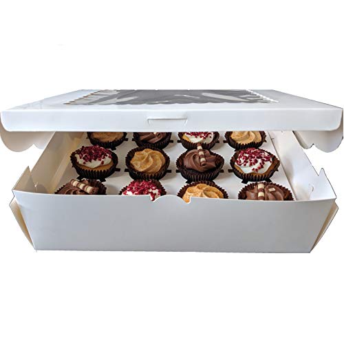 Bakebox - Juego de 10 cajas de presentación de madalenas o cupcakes, para 12 madalenas, color blanco