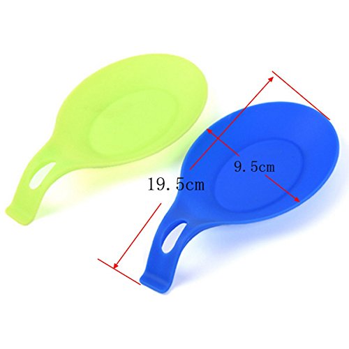 Baker Boutique cocina silicona cuchara resto Set de 5 utensilios de silicona resistente al calor espátula herramienta de cocina soporte, verde, azul, naranja, amarillo, rojo