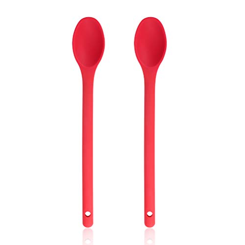 Baker Boutique Juego de 2 cucharas de Cocina antiadherentes de Silicona, sin BPA y Grado FDA, Resistentes al Calor, Juego de cucharas para agitar, Recoger y Mezclar, Color Rojo …