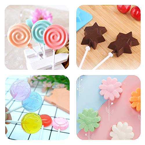 BAKER DEPOT Silicone chocolate Lollipop Mold with 6 Holes, Double Heart, Star, Small Flower, Smile Face, Round, Etc, Design, Set of 5