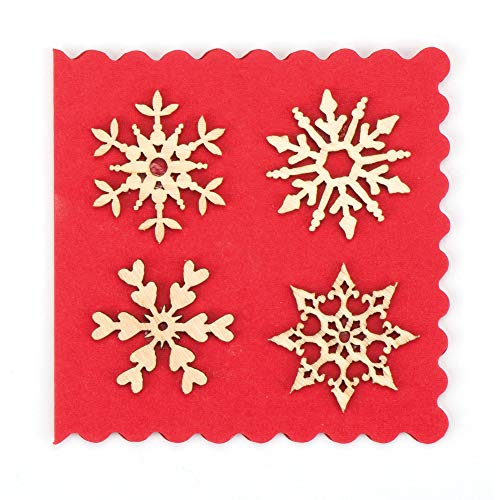 Baker Ross AV677 Copos de Nieve de Madera en Miniatura para Manualidades y Decoraciones Navideñas, Pack de 45