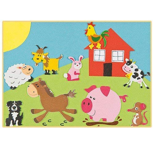 Baker Ross Pegatinas de Espuma Impresa con Forma de Animales de Granja (Paquete de 96) Para decorar tarjetas y manualidades infantiles