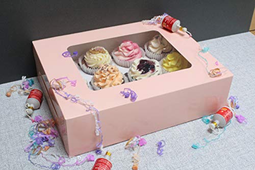 Bakewell's Cake Boxes - Cajas para magdalenas (10 unidades), color rosa