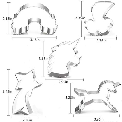 BakingWorld - Juego de 9 moldes cortadores de galletas, diseño de unicornio, arcoíris, estrella fugaz y 4 piezas de unicornio de fantasía para fiestas de cumpleaños, bodas y fiestas