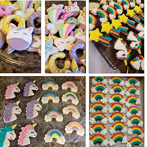 BakingWorld - Juego de 9 moldes cortadores de galletas, diseño de unicornio, arcoíris, estrella fugaz y 4 piezas de unicornio de fantasía para fiestas de cumpleaños, bodas y fiestas