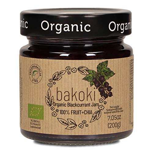 Bakoki® Mermelada Grosella negra orgánica con las semillas de chía, 100% de Fruta (2 x 200g)