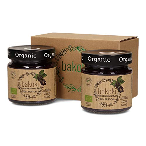 Bakoki® Mermelada Grosella negra orgánica con las semillas de chía, 100% de Fruta (2 x 200g)