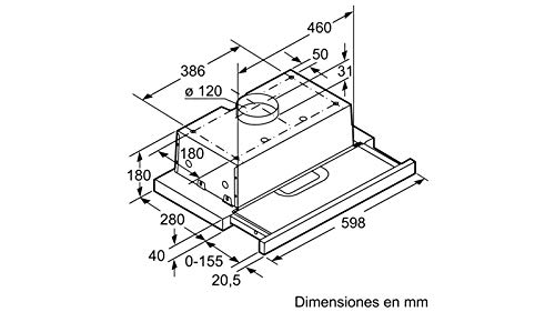 Balay 3BT263MB - Campana (360 m³/h, Canalizado/Recirculación, E, D, D, 68 dB)