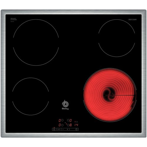 Balay 3EB720XR - Vitroceramica 4 Zonas, 60cm, 1200 W, Vidrio y cerámica, Negro