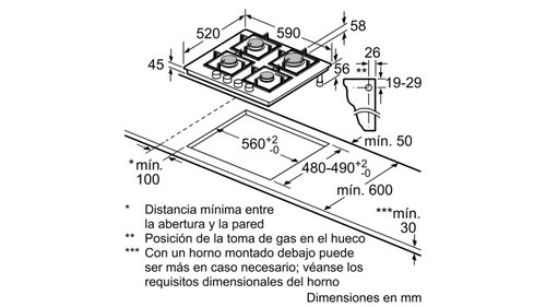 Balay 3ETG664HB Integrado Encimera de gas Negro hobs - Placa (Integrado, Encimera de gas, Vidrio, Negro, hierro fundido, 1000 W)