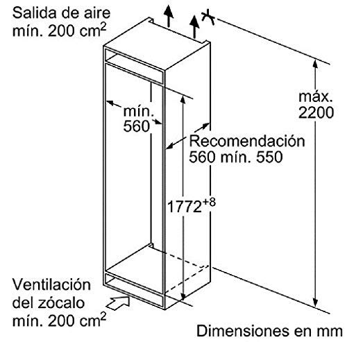 Balay 3KI7014F Integrado 255L A++ Color blanco - Nevera combi (Integrado, Color blanco, Derecho, Sensor, Vidrio, 255 L)