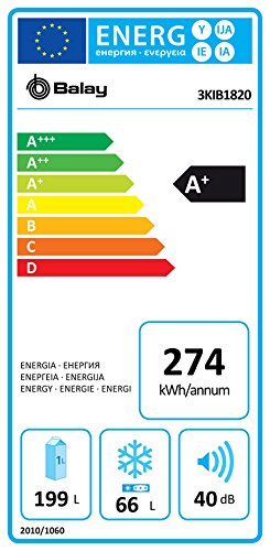 Balay 3KIB1820 Integrado 265L A+ Blanco nevera y congelador - Frigorífico (265 L, ST, 3 kg/24h, A+, Compartimiento de zona fresca, Blanco)