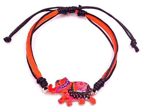 BALI PAPAYA - Pulsera brasileña de Amistad, Amistad, Joyas artesanales, Elefante, Naranja y Negro