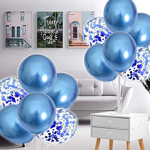 Balloon - Soporte de mesa transparente,Globos Claros Soporte Holder con 16 Globos,para globos de fiesta de cumpleaños y decoración de boda (azul)