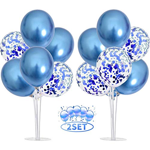 Balloon - Soporte de mesa transparente,Globos Claros Soporte Holder con 16 Globos,para globos de fiesta de cumpleaños y decoración de boda (azul)