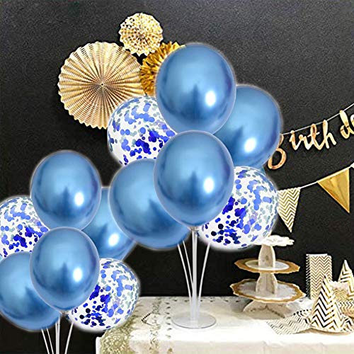 Balloon - Soporte de mesa transparente,Globos Claros Soporte Holder con 16 Globos,para globos de fiesta de cumpleaños y decoración de boda (azul)