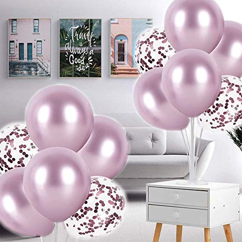 Balloon - Soporte de mesa transparente,Globos Claros Soporte Holder con 16 Globos,para globos de fiesta de cumpleaños y decoración de boda (Rosado)